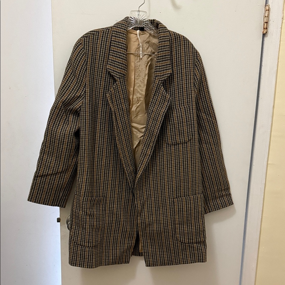 Topshop Checkered Blazer - Brown and Black